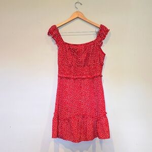 Red polka dot mini dress